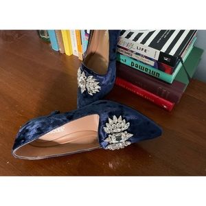 Dress shoes, beautiful velvet pumps with lovely faux diamond accents.